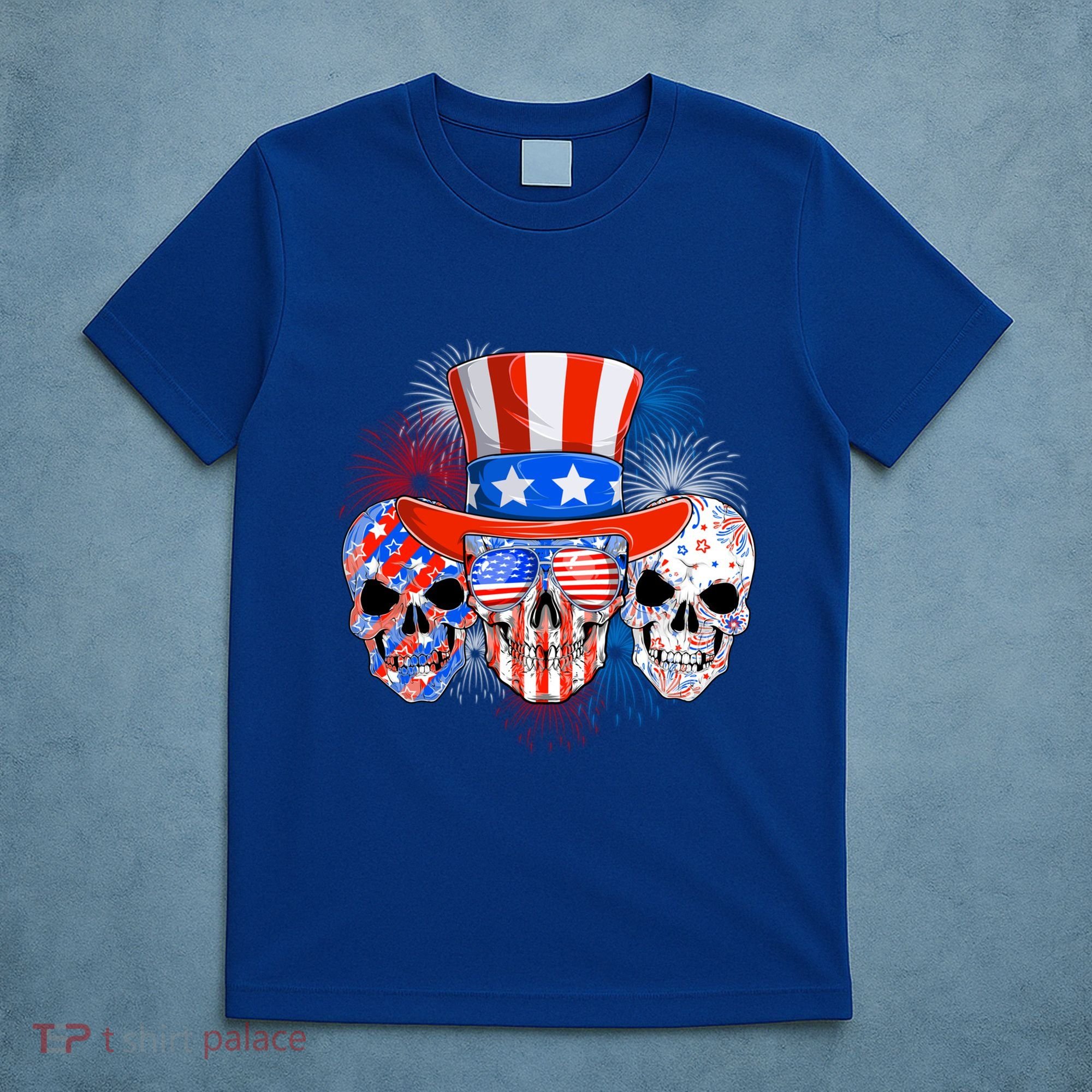 Skull American Flag 4th Of July Patriotic Usa Funny Great Gift T-Shirt