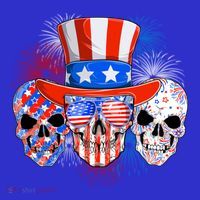 Skull American Flag 4th Of July Patriotic Usa Funny Great Gift T-Shirt thumb 7