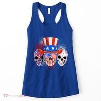 Skull American Flag 4th Of July Patriotic Usa Funny Great Gift Women's Tank Top thumb 0