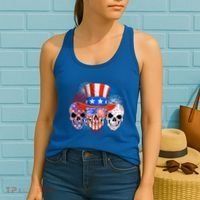 Skull American Flag 4th Of July Patriotic Usa Funny Great Gift Women's Tank Top thumb 2
