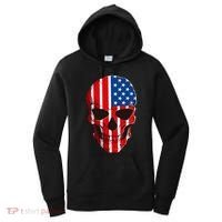 Skull American Flag 4th Of July Usa Patriotic Merica Skull Cool Gift Women's Hoodie thumb 0