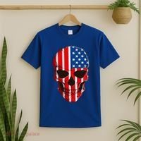 Skull American Flag 4th Of July Usa Patriotic Merica Skull Cool Gift T-Shirt thumb 2