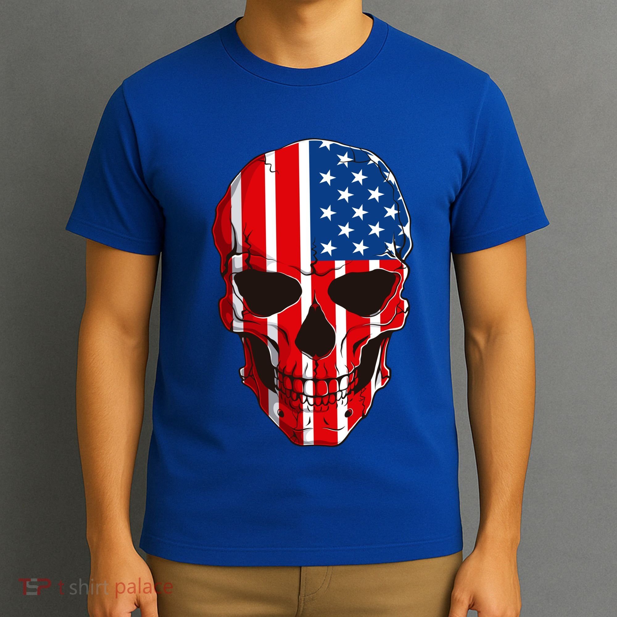 Skull American Flag 4th Of July Usa Patriotic Merica Skull Cool Gift T-Shirt