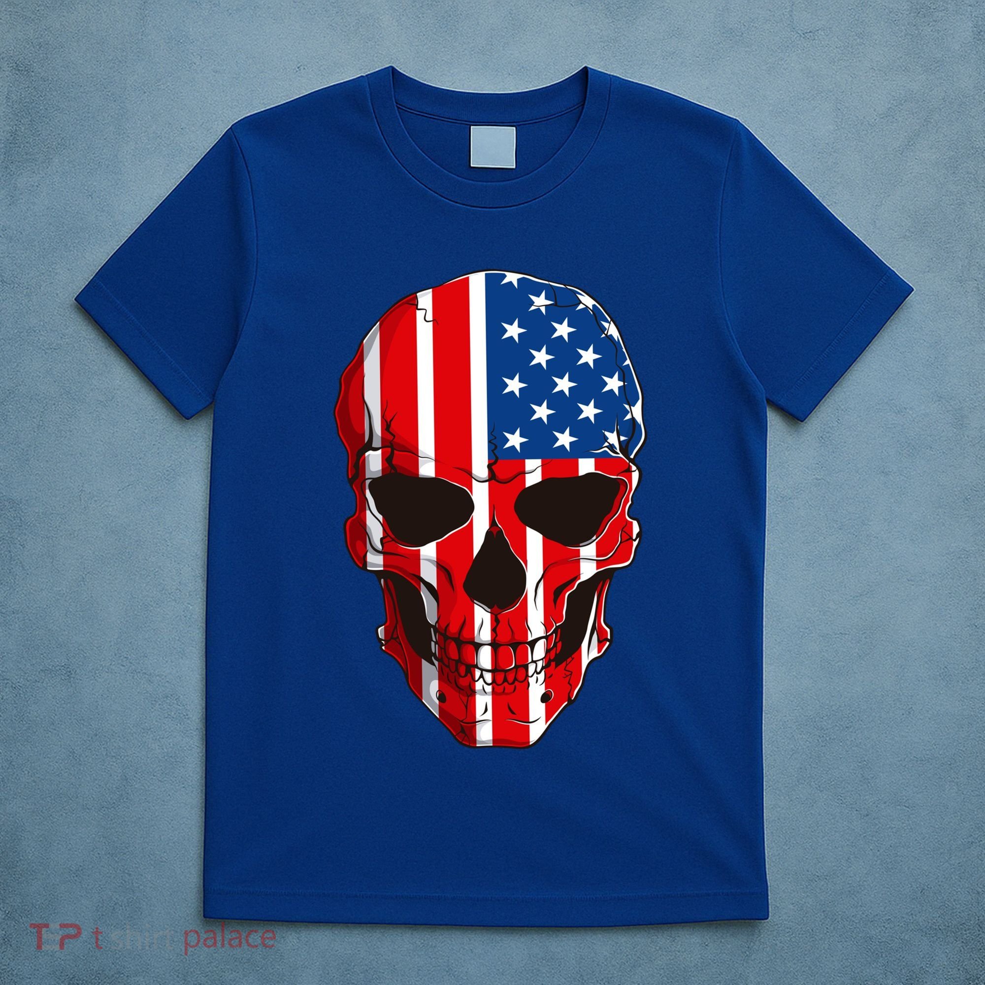 Skull American Flag 4th Of July Usa Patriotic Merica Skull Cool Gift T-Shirt