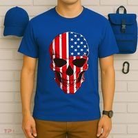 Skull American Flag 4th Of July Usa Patriotic Merica Skull Cool Gift T-Shirt thumb 6