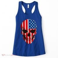 Skull American Flag 4th Of July Usa Patriotic Merica Skull Cool Gift Women's Tank Top thumb 0