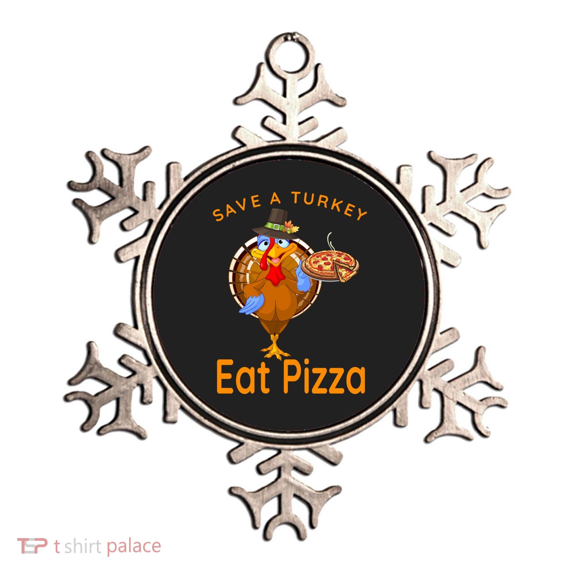 Save A Funny Turkey Pilgrim Eat Pizza Adult Vegan Gift Ornament