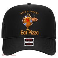 Save A Funny Turkey Pilgrim Eat Pizza Adult Vegan Gift Hat thumb 0