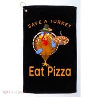 Save A Funny Turkey Pilgrim Eat Pizza Adult Vegan Gift Golf Towel thumb 0