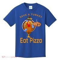 Save A Funny Turkey Pilgrim Eat Pizza Adult Vegan Gift Kids T-Shirt thumb 0