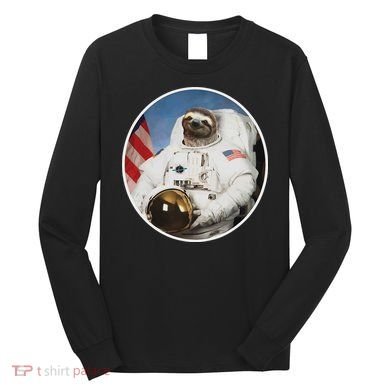 Sloth Astronau, Funny Sloth Gift Outer Space Long Sleeve Shirt
