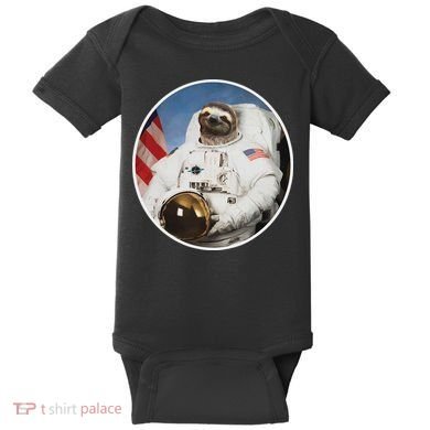 Sloth Astronau, Funny Sloth Gift Outer Space Baby Bodysuit