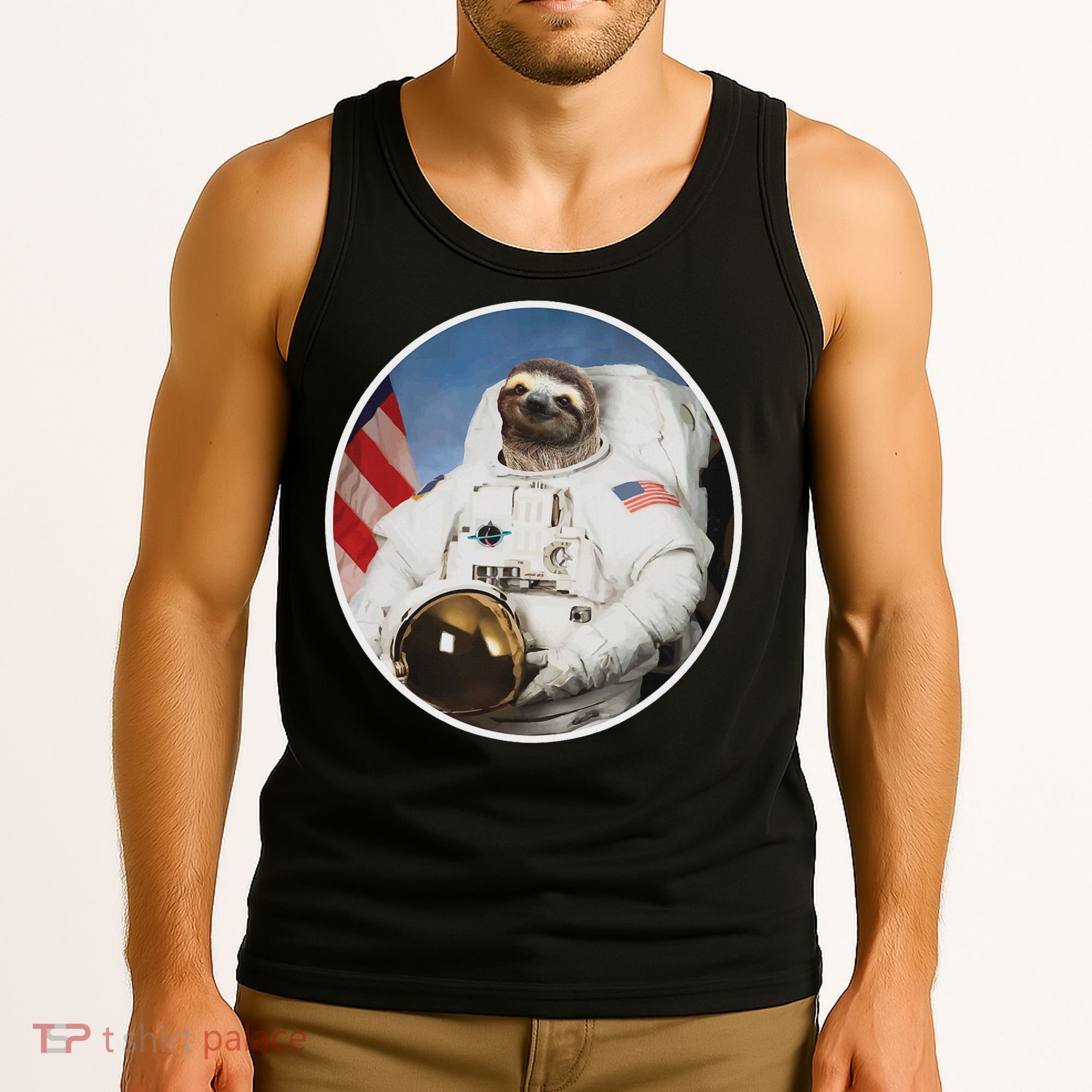 Sloth Astronau, Funny Sloth Gift Outer Space Tank Top