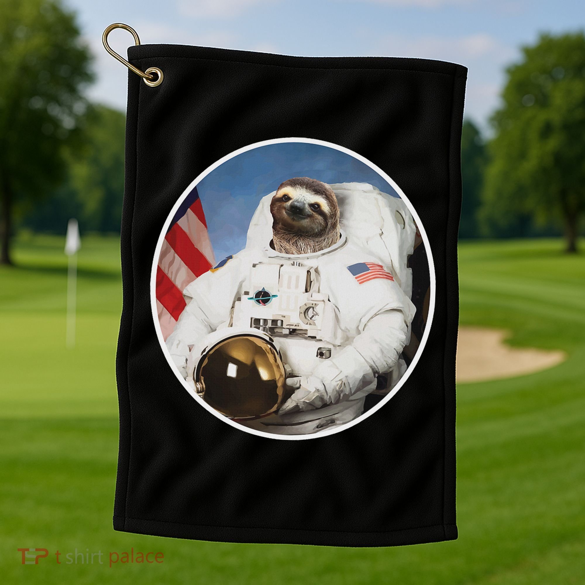 Sloth Astronau, Funny Sloth Gift Outer Space Golf Towel