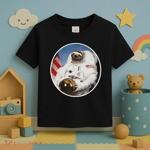 Sloth Astronau, Funny Sloth Gift Outer Space Toddler T-Shirt