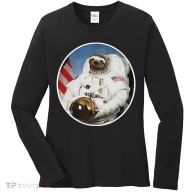 Sloth Astronau, Funny Sloth Gift Outer Space Women's Long Sleeve Shirt