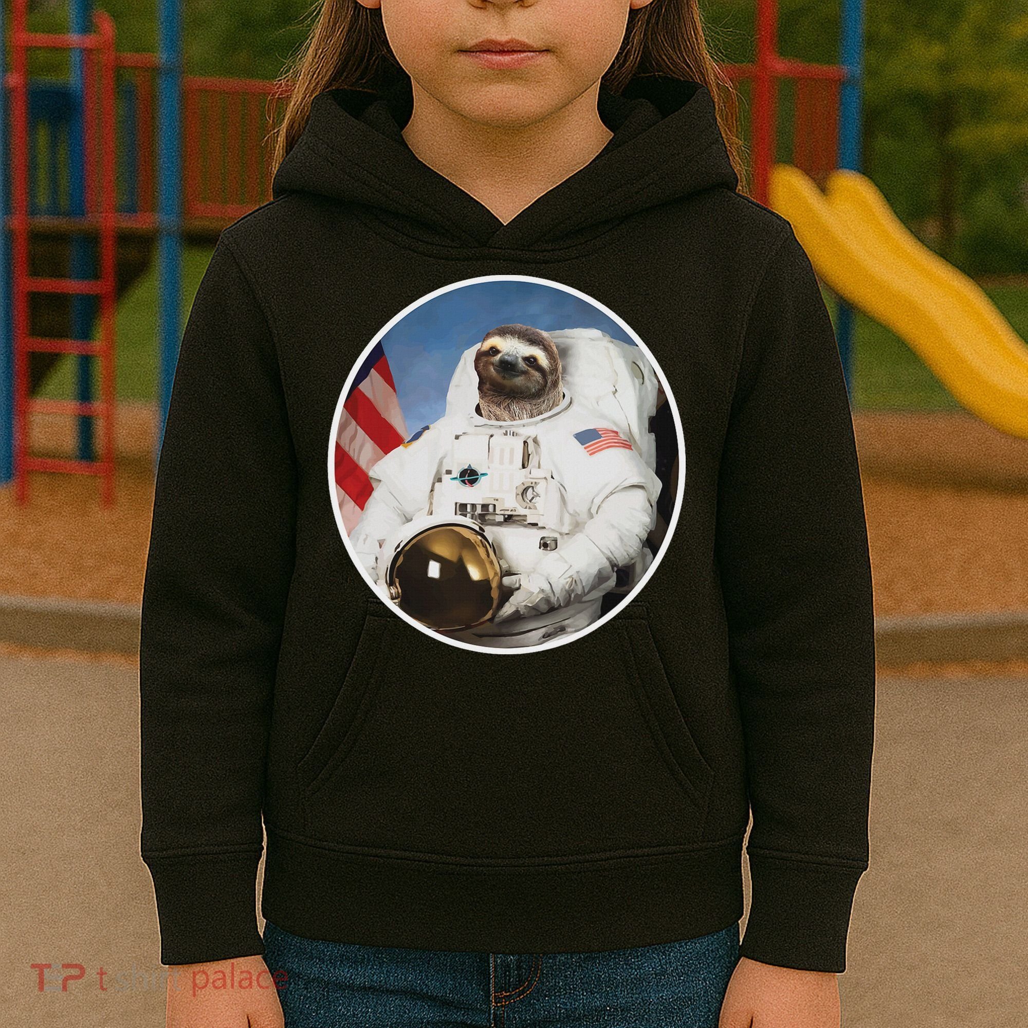 Sloth Astronau, Funny Sloth Gift Outer Space Kids Hoodie
