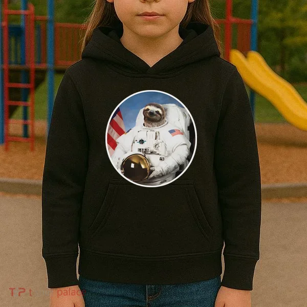 Sloth Astronau, Funny Sloth Gift Outer Space Kids Hoodie