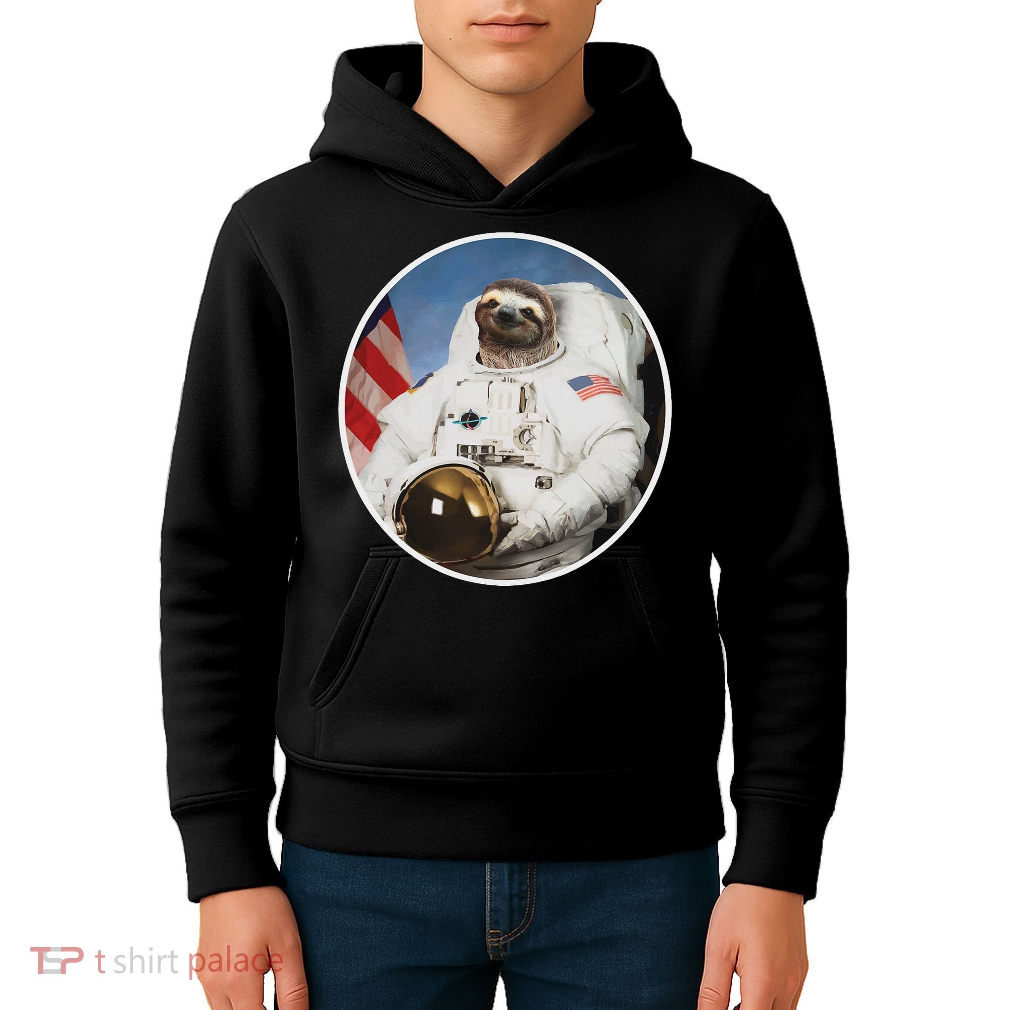 Sloth Astronau, Funny Sloth Gift Outer Space Kids Hoodie