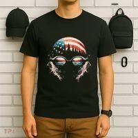 Swimmer American Flag Patriotic Usa Swim Team Swimming T-Shirt thumb 6