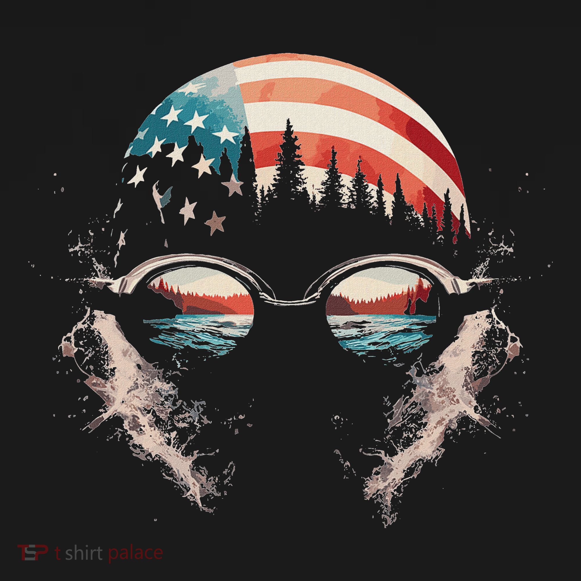 Swimmer American Flag Patriotic Usa Swim Team Swimming T-Shirt