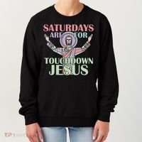 Saturdays Are For Touchdown Jesus Christian Women's Sweatshirt thumb 0