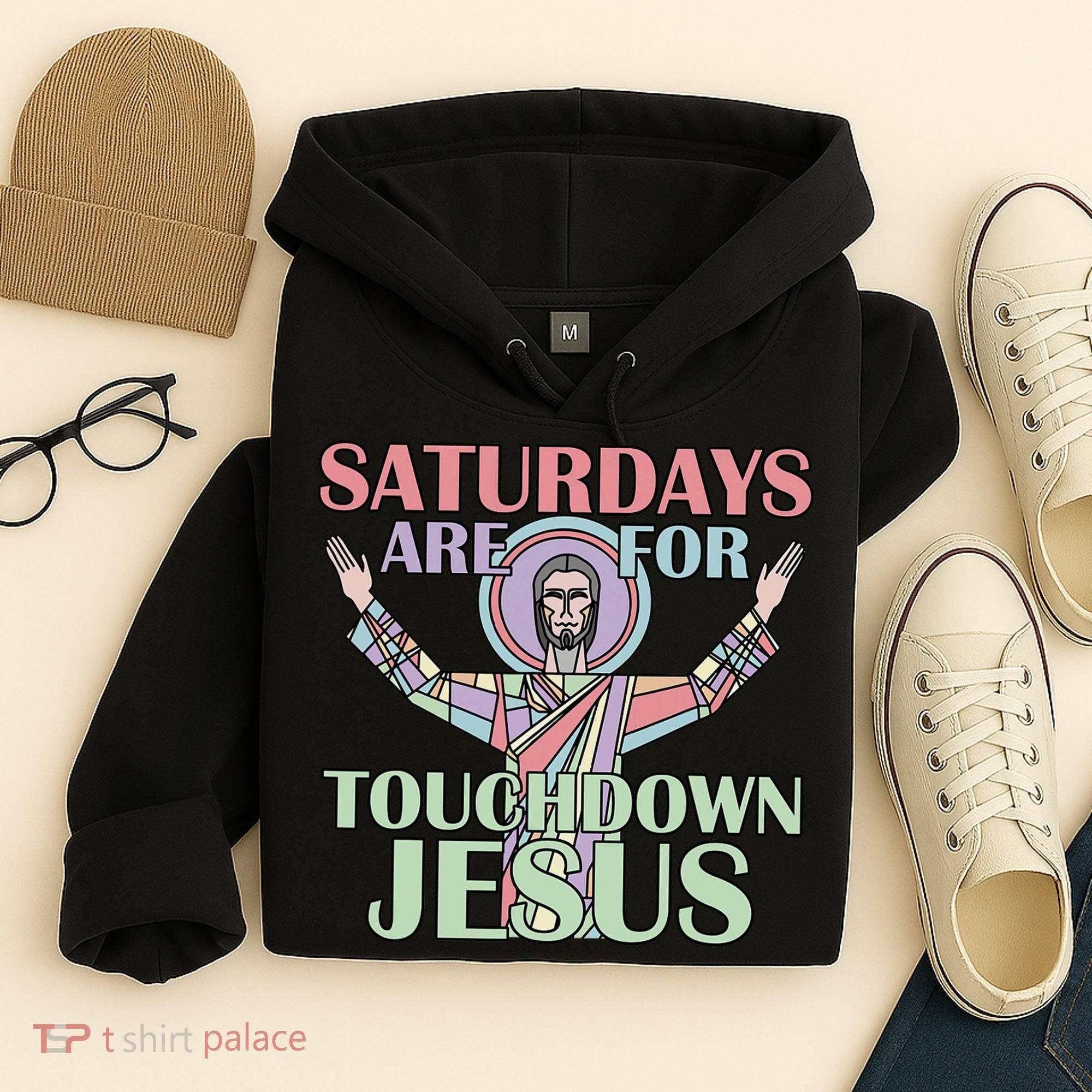 Saturdays Are For Touchdown Jesus Christian Hoodie