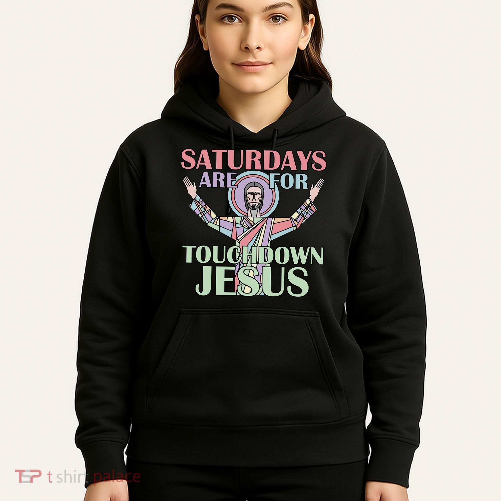 Saturdays Are For Touchdown Jesus Christian Hoodie