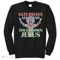 Saturdays Are For Touchdown Jesus Christian Sweatshirt thumb 0