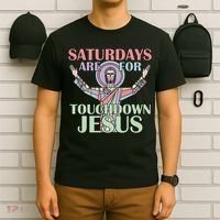 Saturdays Are For Touchdown Jesus Christian T-Shirt thumb 6