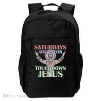 Saturdays Are For Touchdown Jesus Christian Backpack thumb 0
