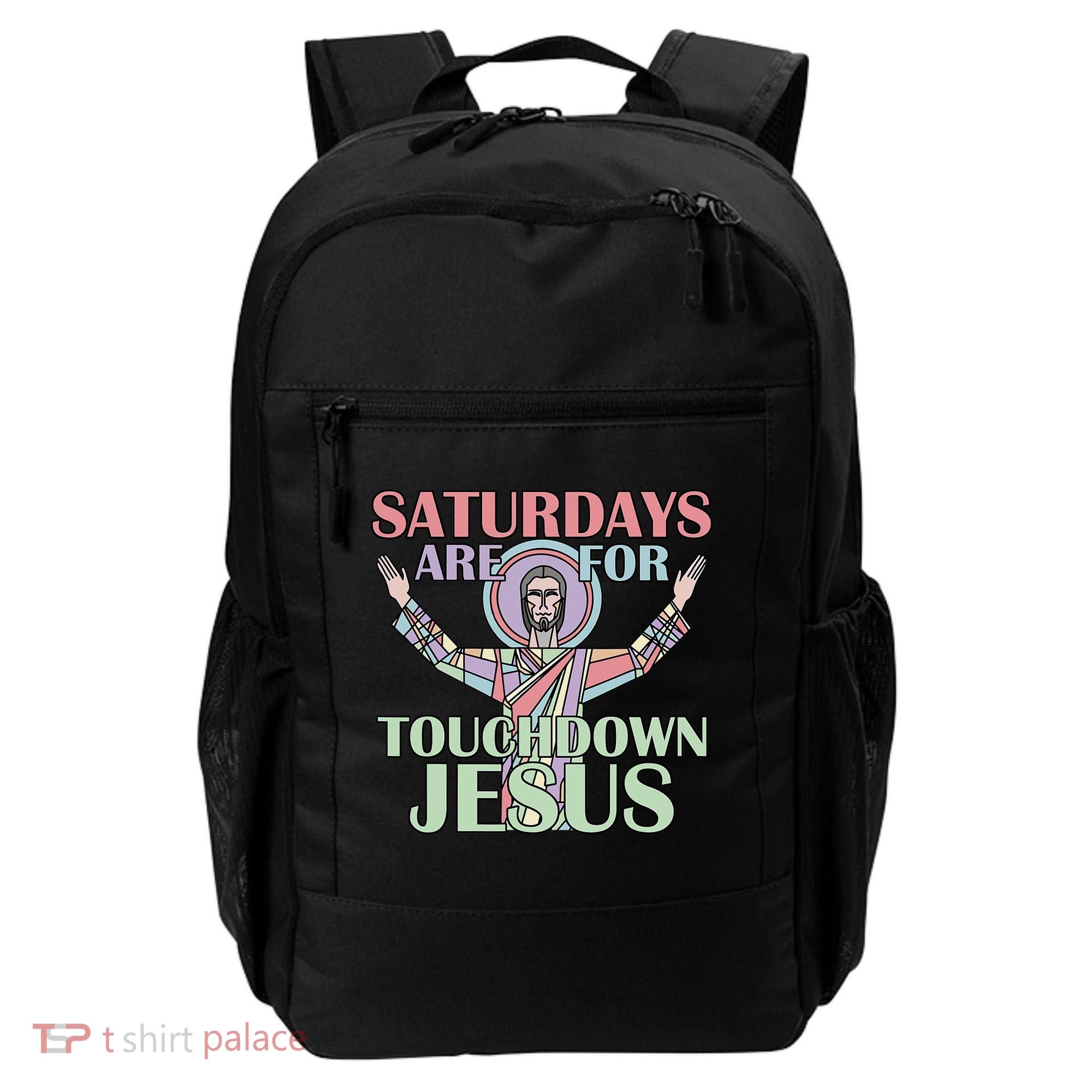 Saturdays Are For Touchdown Jesus Christian Backpack
