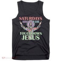 Saturdays Are For Touchdown Jesus Christian Tank Top thumb 0