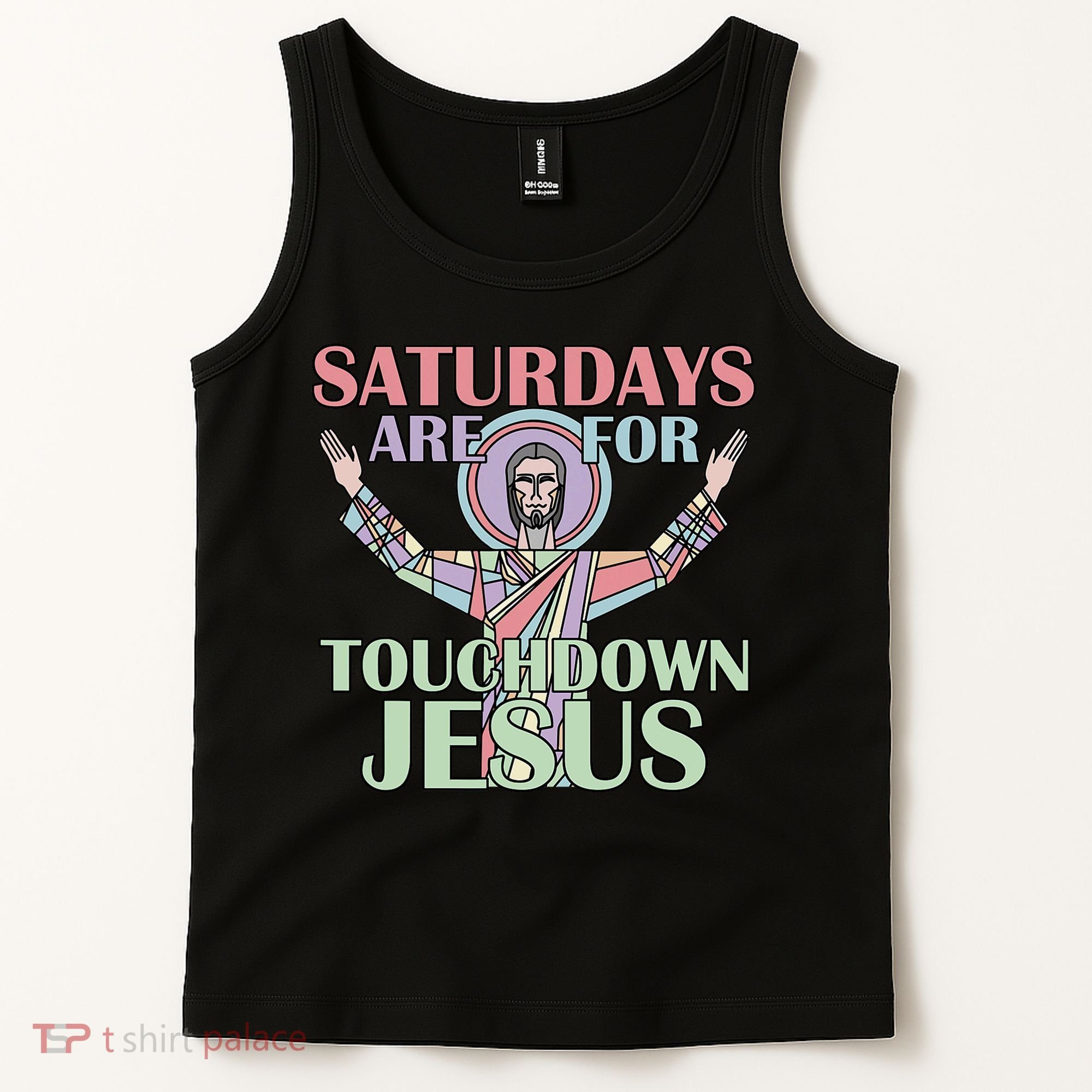 Saturdays Are For Touchdown Jesus Christian Tank Top