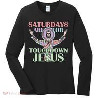 Saturdays Are For Touchdown Jesus Christian Women's Long Sleeve Shirt thumb 0
