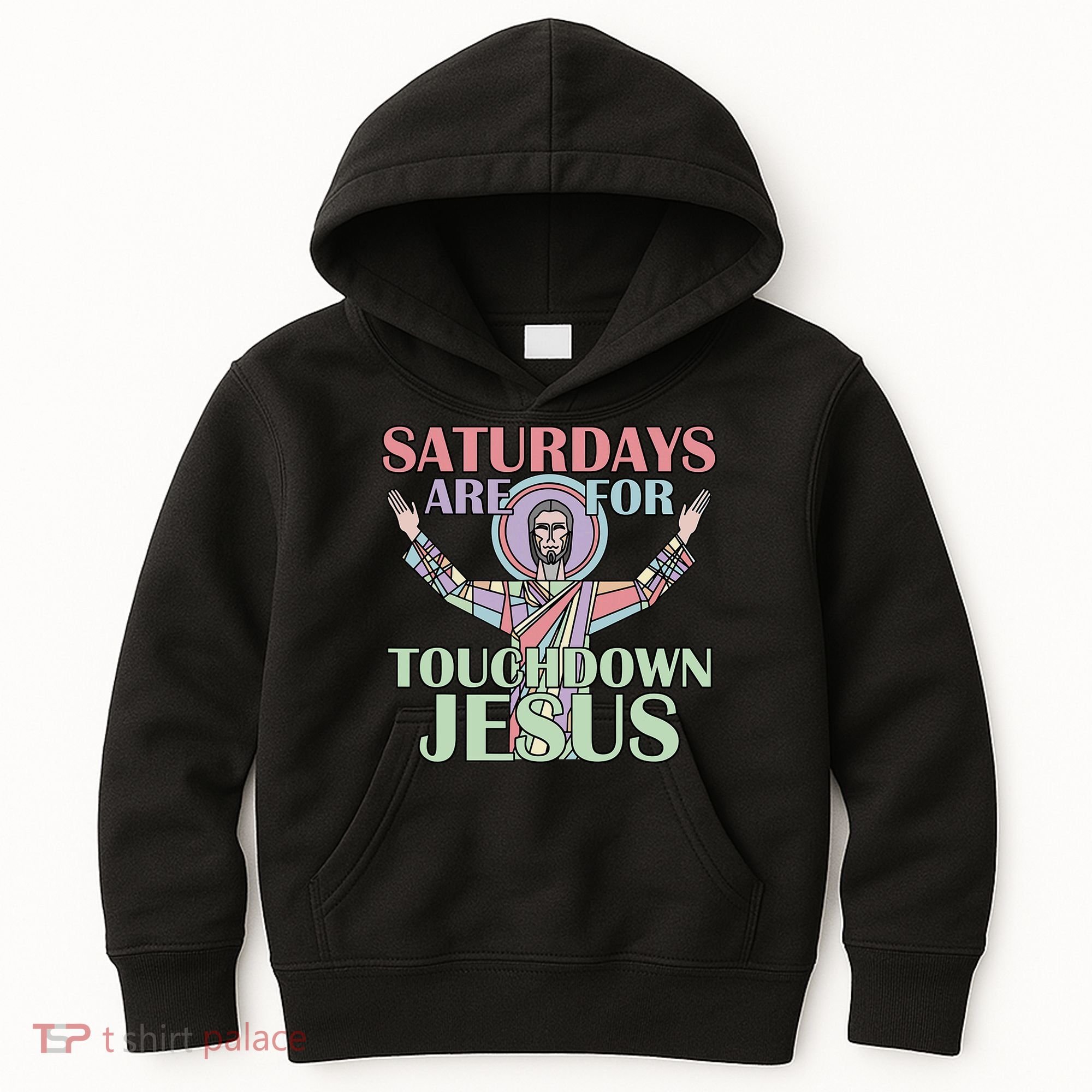 Saturdays Are For Touchdown Jesus Christian Kids Hoodie