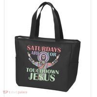 Saturdays Are For Touchdown Jesus Christian Tote Bag thumb 3
