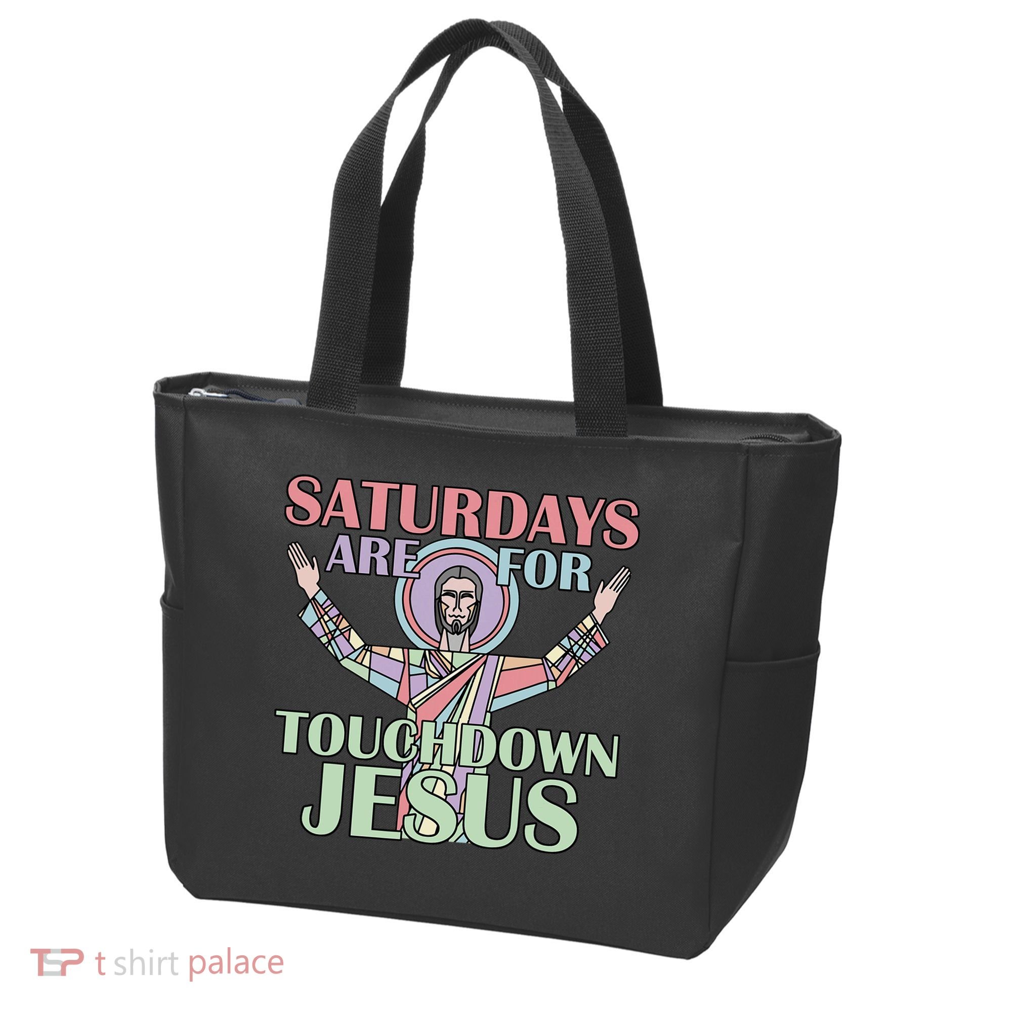 Saturdays Are For Touchdown Jesus Christian Tote Bag