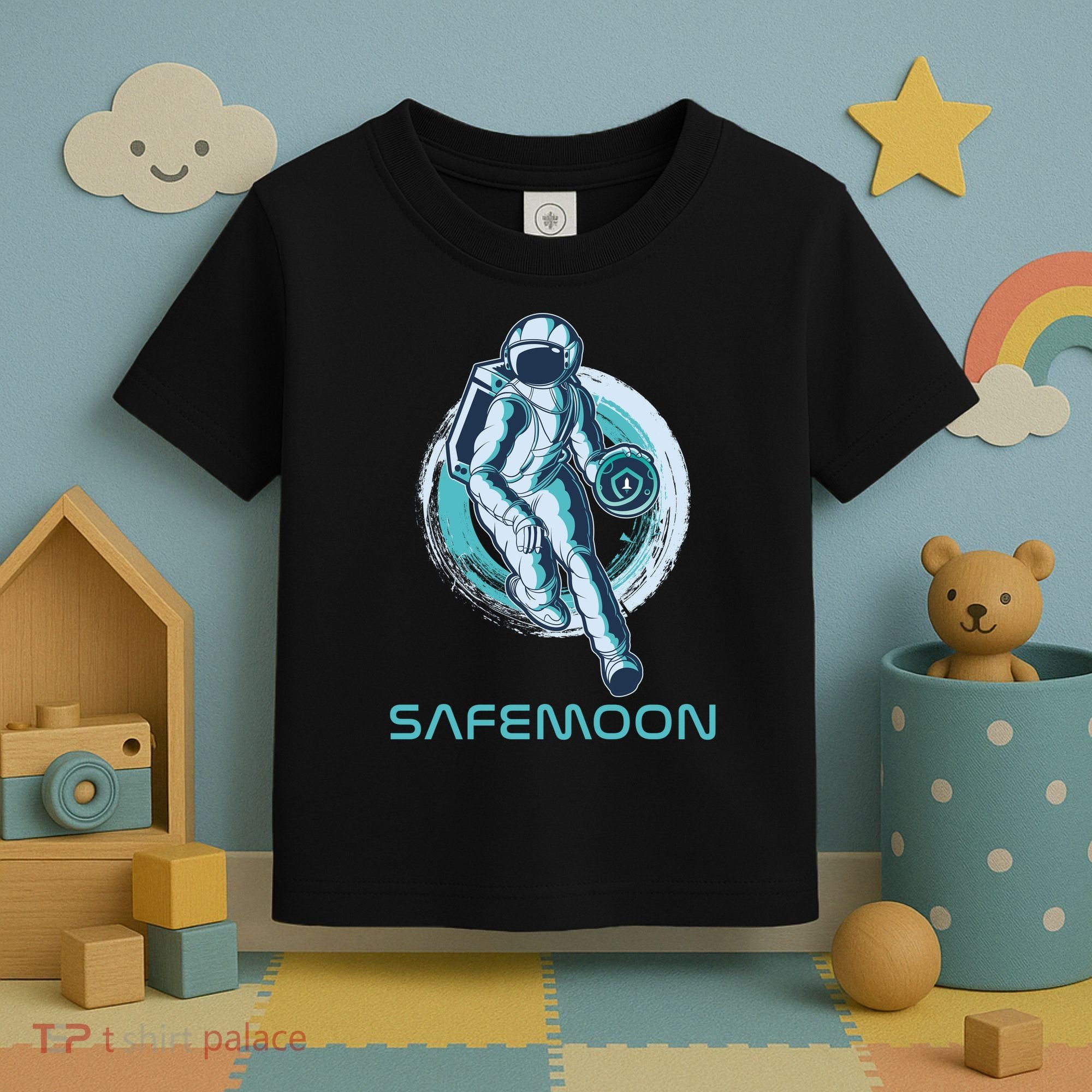 Safemoon Blockchain Cryptocurrency Astronaut Basketball Toddler T-Shirt
