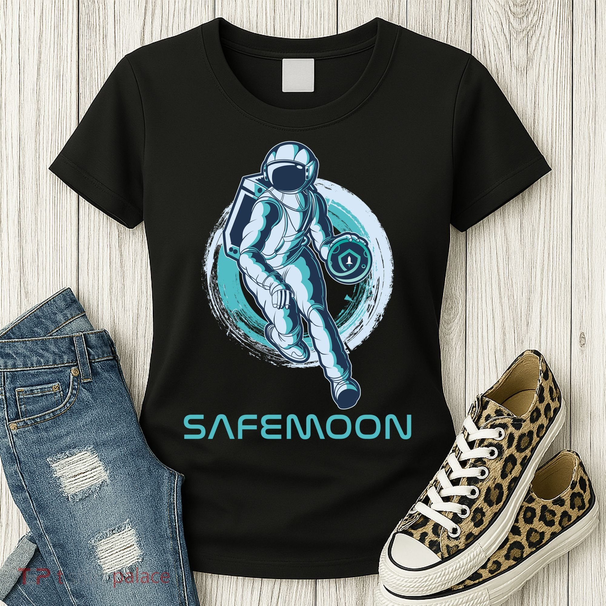 Safemoon Blockchain Cryptocurrency Astronaut Basketball Women's T-Shirt