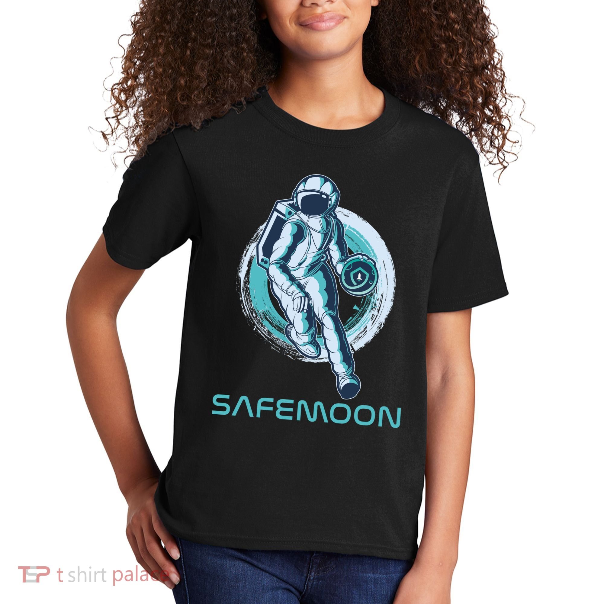 Safemoon Blockchain Cryptocurrency Astronaut Basketball Kids T-Shirt