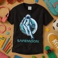 Safemoon Blockchain Cryptocurrency Astronaut Basketball Kids T-Shirt thumb 3