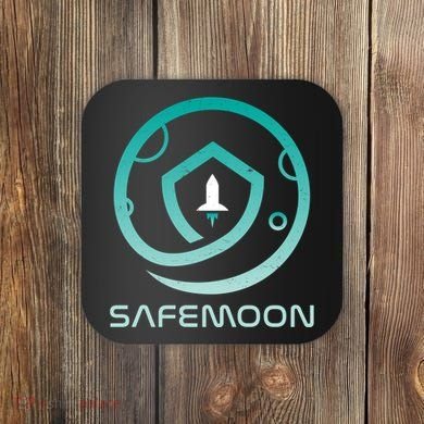 Safemoon Cryptocurrency Logo With Name Coaster