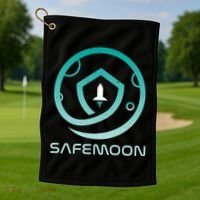 Safemoon Cryptocurrency Logo With Name Golf Towel thumb 1