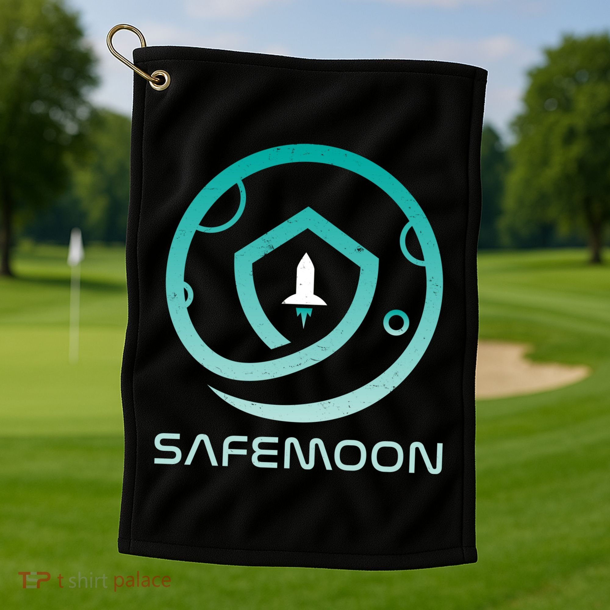 Safemoon Cryptocurrency Logo With Name Golf Towel