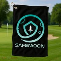 Safemoon Cryptocurrency Logo With Name Golf Towel thumb 1