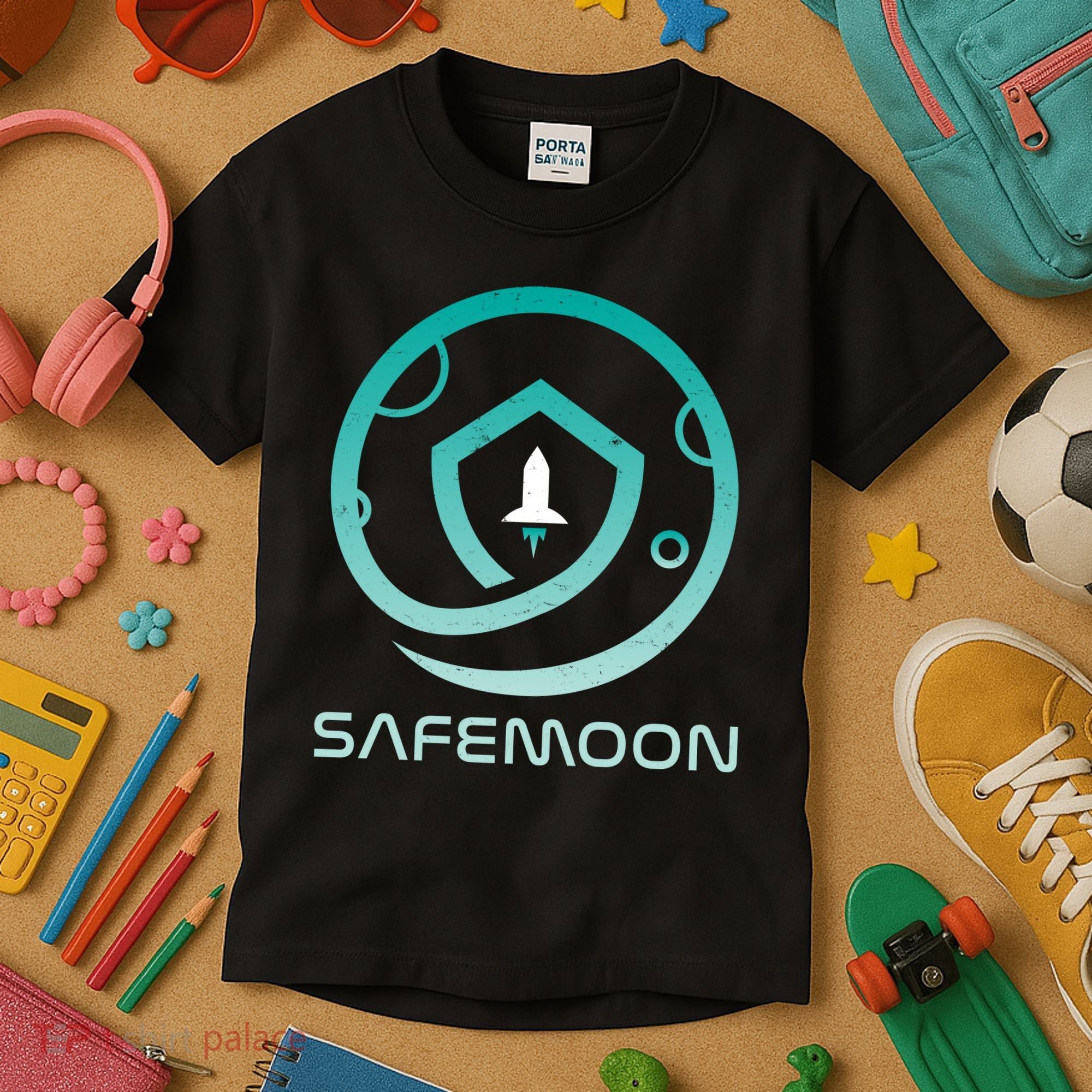 Safemoon Cryptocurrency Logo With Name Kids T-Shirt