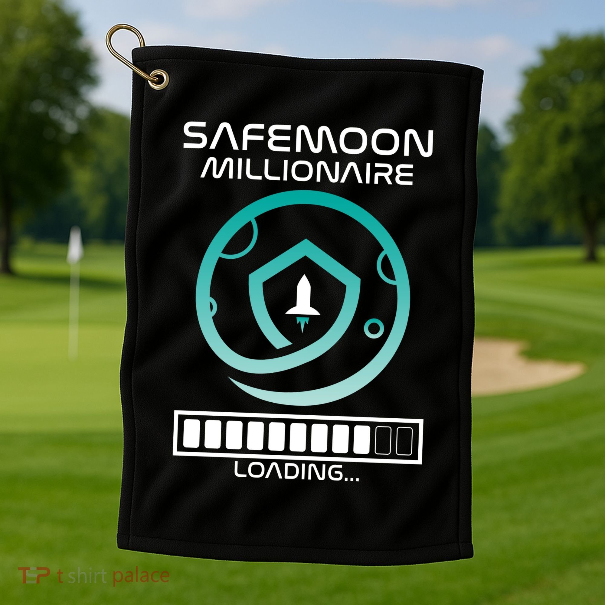 Safemoon Cryptocurrency Millionaire Loading Bar Golf Towel