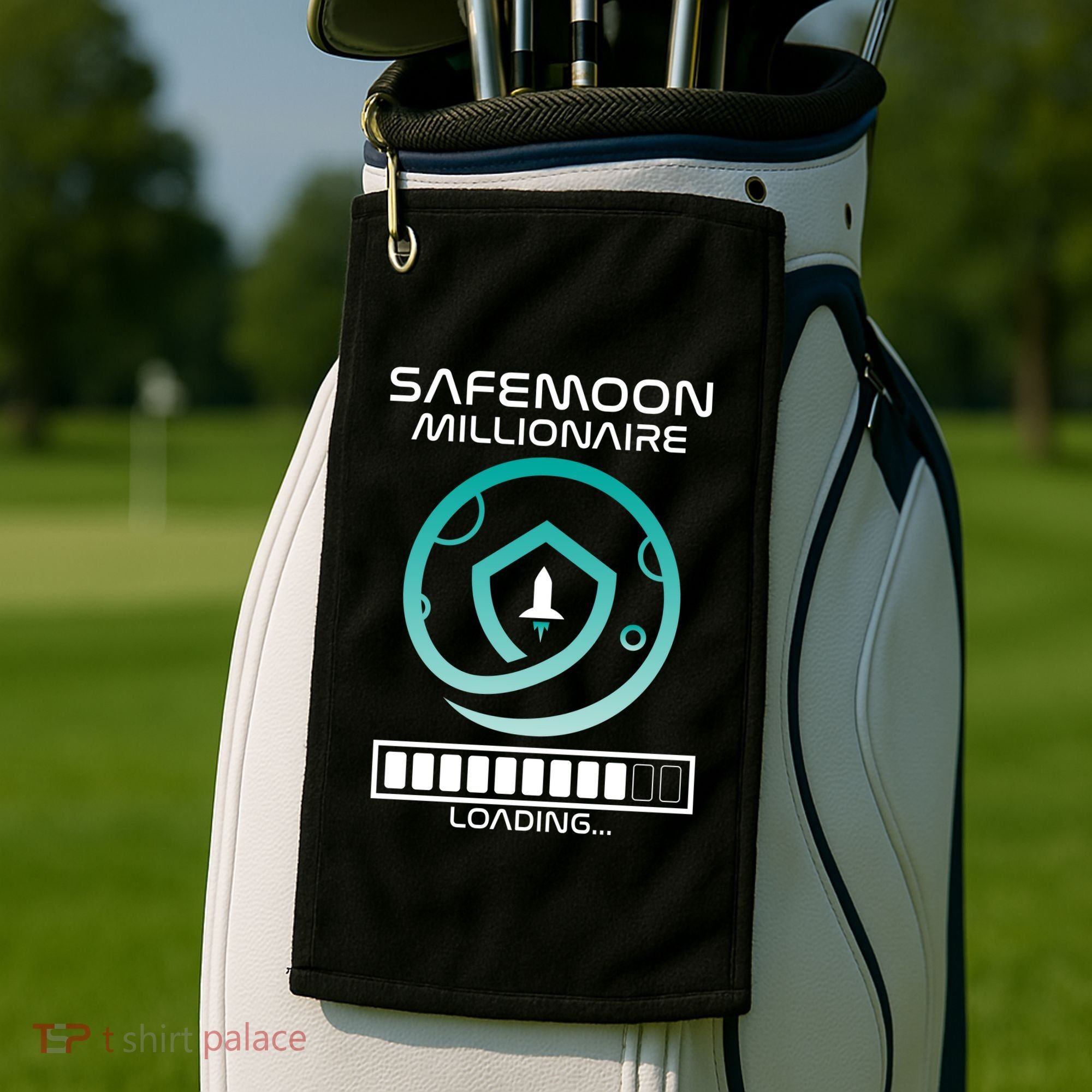 Safemoon Cryptocurrency Millionaire Loading Bar Golf Towel