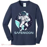 Safemoon Cryptocurrency Space Astronaut Kids Long Sleeve Shirt thumb 0